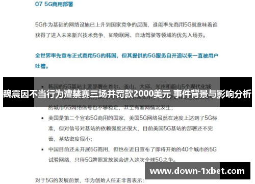 魏震因不当行为遭禁赛三场并罚款2000美元 事件背景与影响分析 魏震因不当行为遭禁赛三场并罚款2000美元 事件背景与影响分析